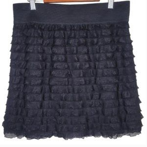 NWT EXPRESS Black Tiered Ruffle Mini Skirt w/ Elastic Waist